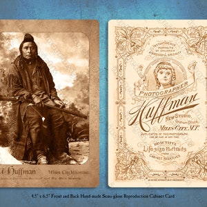 Indianer - FA HUFFMAN "Crow Hunter" Indianer Historische Kabinettkarte Fotografie Neugestaltung/Reproduktion