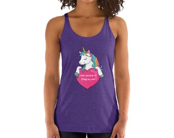Official &#39;Your anxiety is lying to you®&#39; brand- Heart and Unicorn Women&#39;s Racerback Tank