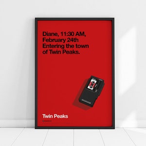 Twin Peaks Poster Diane David Lynch Laura Palmer Cooper wall art affiche cult movie minimal minimalist art print minimalism film