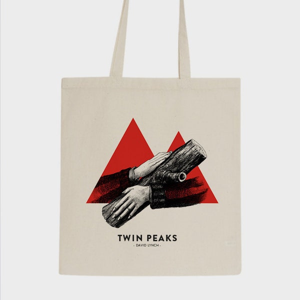 Log Lady Twin Peaks Tribute David Lynch Dale Cooper Laura Palmer Movie Tote Bag totebag cotton bag textil Graphic Design Minimalist