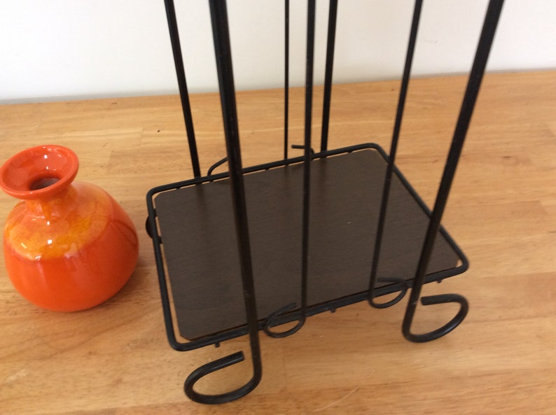 Three Tier Metal Shelf Mid Century Plant Stand Album Storage