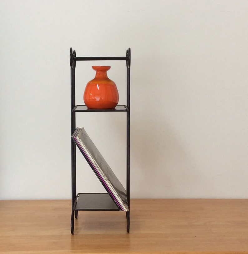 Three Tier Metal Shelf Mid Century Plant Stand Album Storage