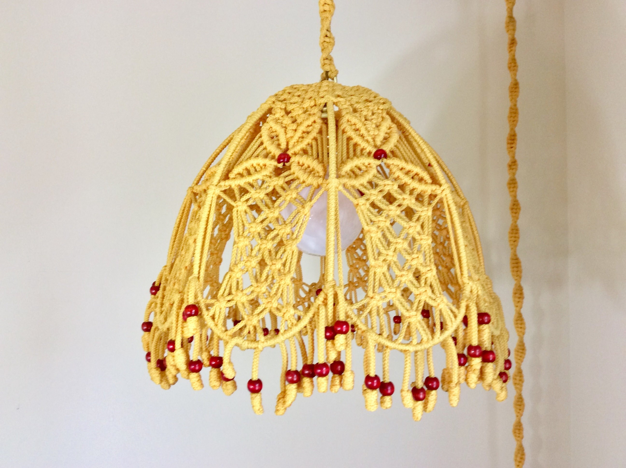Vintage Macrame Swag Lamp/Boho Hanging Lamp Etsy