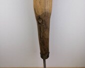 Wooden and handmade metal shoemaker 39 s leg in vintage France Industrial Deco Old shoemaker tool