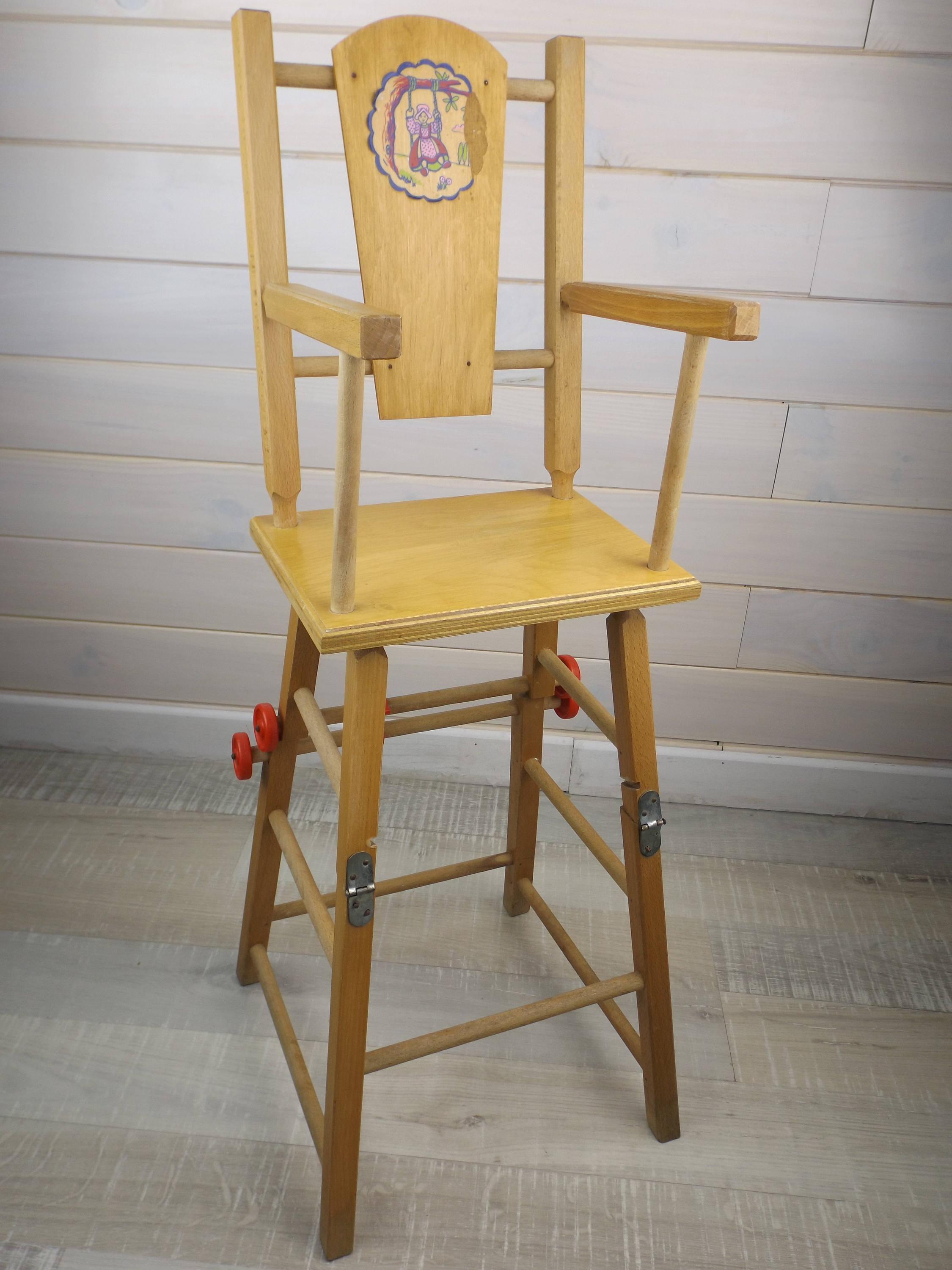 vintage metal doll high chair
