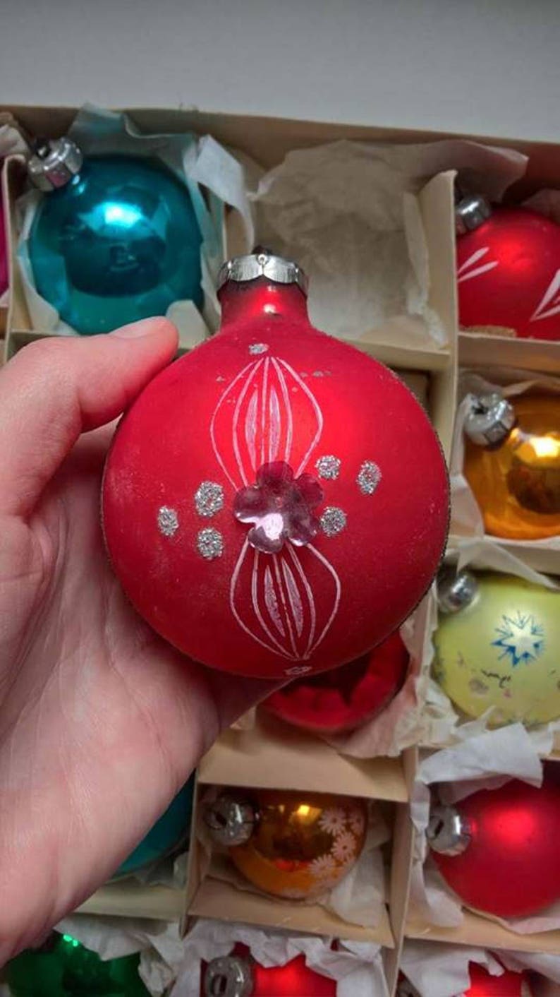 Jahrgang DDRWeihnachten 25 Glas Weihnachtskugeln Set Retro Etsy