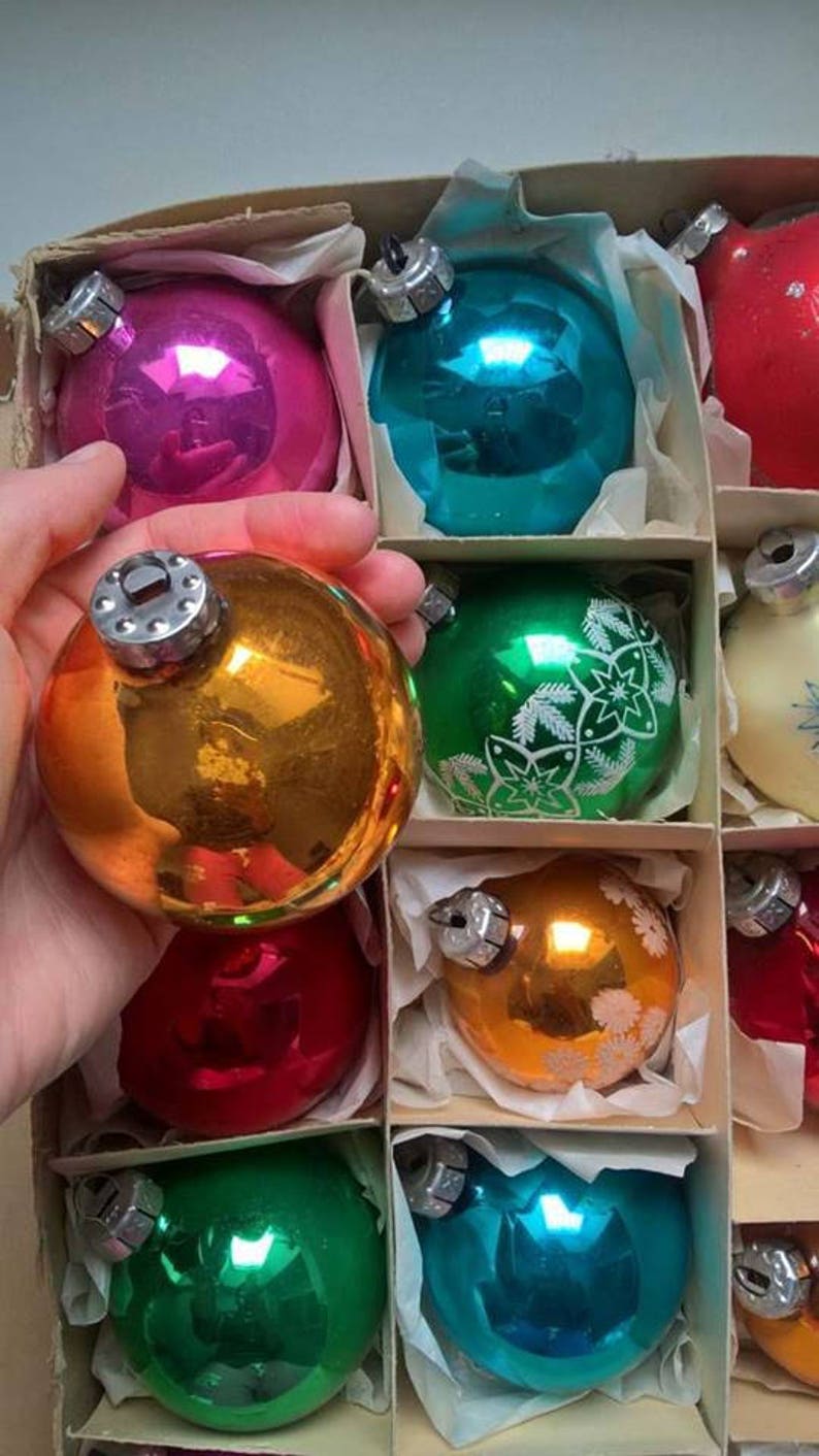 Jahrgang DDRWeihnachten 25 Glas Weihnachtskugeln Set Retro Etsy