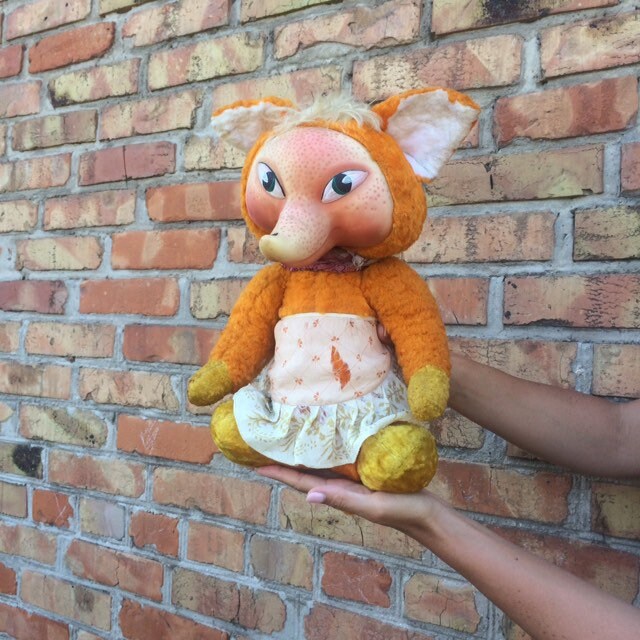 Stuffed Animals & Plushies Toys & Games Vintage Plush Rabbit Orange ...