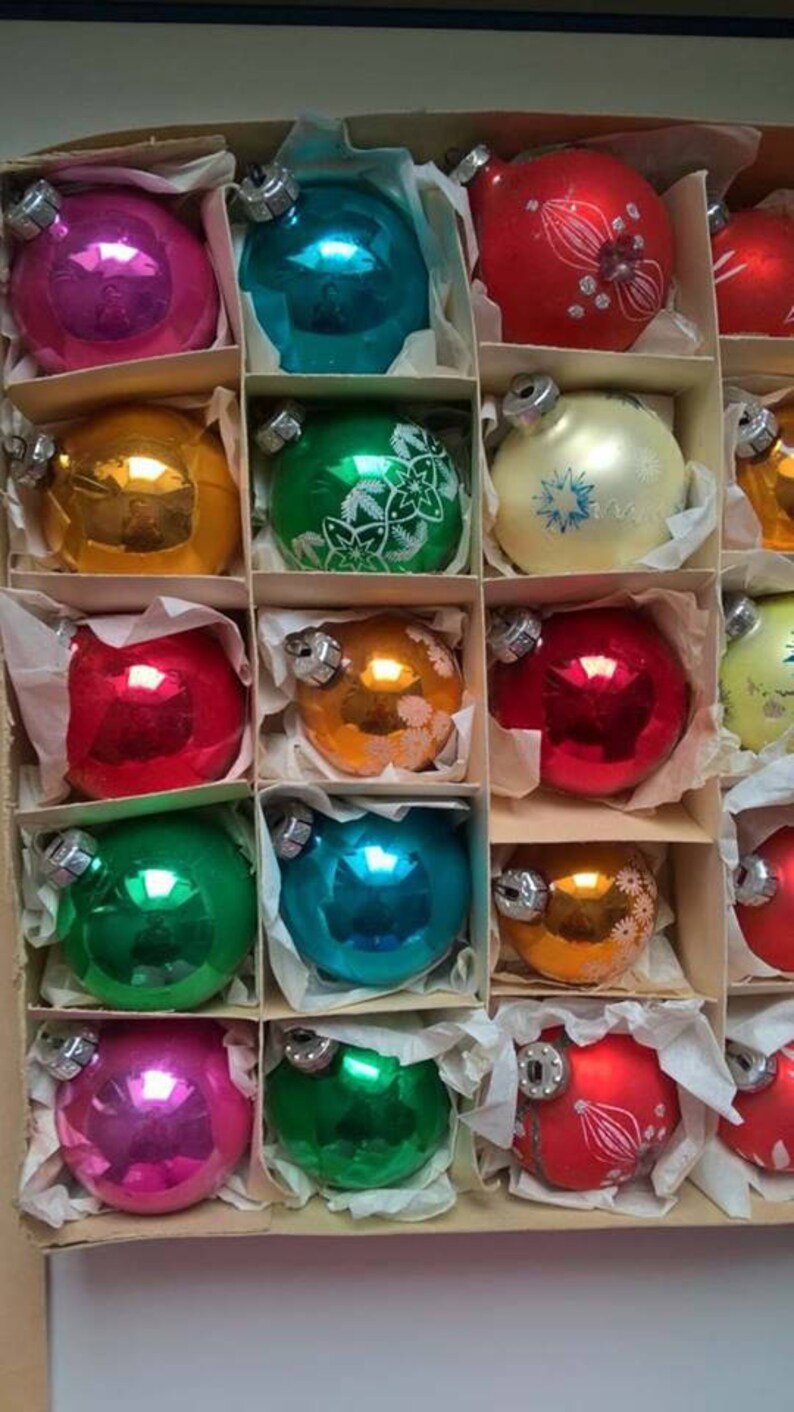 Jahrgang DDRWeihnachten 25 Glas Weihnachtskugeln Set Retro Etsy