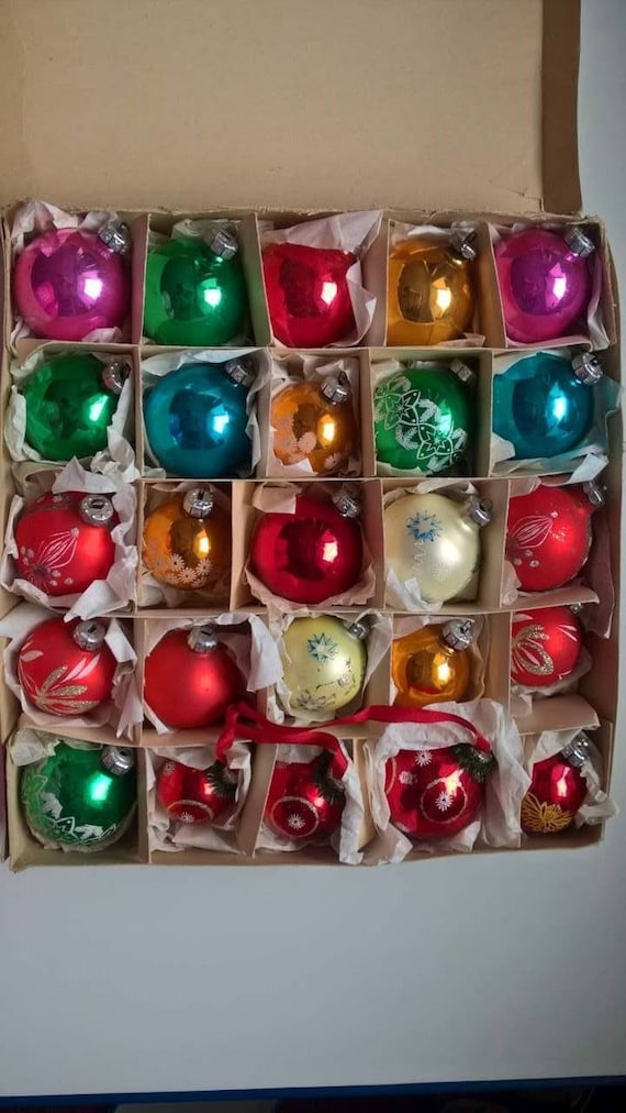 Vintage Rda Noël Boules De Verre 25 Noël Ensemble Ornement De Verre Noël Rétro Décoration De Noël Vintage Ornement Antique
