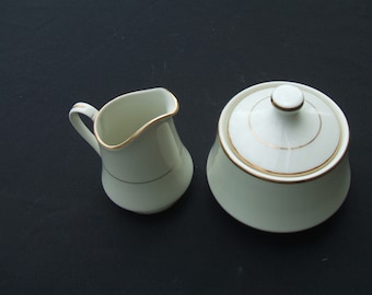 Royal Limited Golden Ivory Creamer and Lidded Sugar Bowl