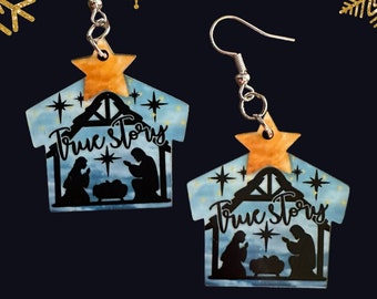 True Story Nativity Scene Christmas Earrings