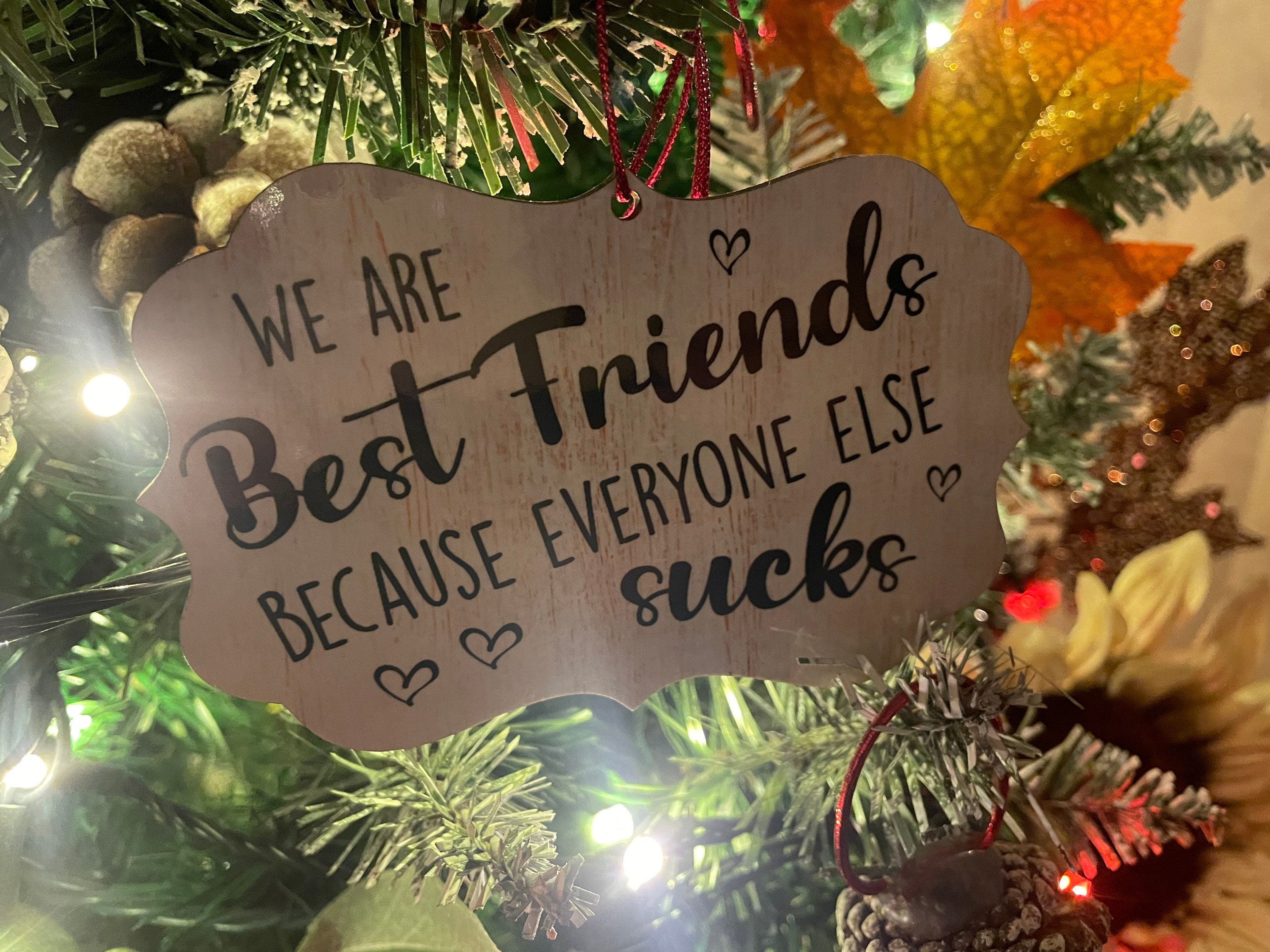 Ornamento Di Natale In Acciaio Inox 'We Are Best Friends Because Everyone Else Sucks' - Decorazione Divertente Per Amiche Del Cuore - 7,6 Cm