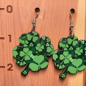Shamrock Shaped Earrings, St. Patricks Day earrings, St. Patrick&#39;s, 4 Leaf Clover Earrings, Clover Earrings, Shamrocks