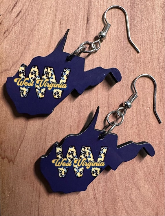 West Virginia State Shape Earrings WVU Earrings WVU Jewelry