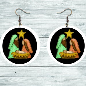 Nativity Earrings, Christmas earrings, religious earrings, Baby Jesus, The Nativity