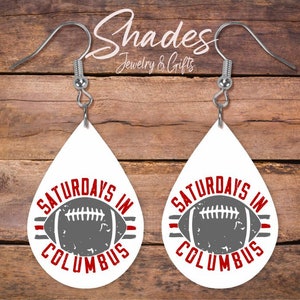Saturdays in Columbus Football Earrings, Ohio State Earrings, Ohio State jewelry, Buckeyes earrings, football earrings
