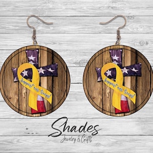 Support our Troops Earrings, Flag Earrings, Flag Cross Earrings, Military earrings, Military jewelry