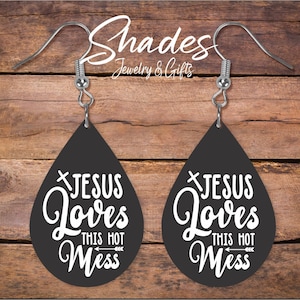 Pendientes &quot;Jesús ama este desastre&quot;, pendientes religiosos, regalos religiosos, ¡gran regalo para amigos cristianos!