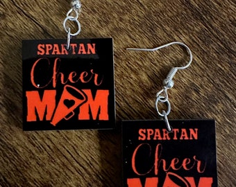 Customizable Cheer Mom Earrings, Team Colors