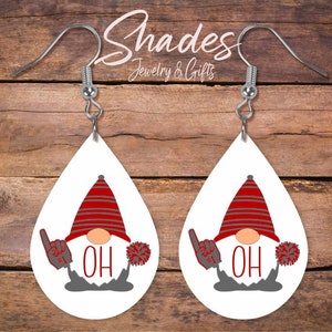 OHIO Buckeyes Gnome Earrings, Gift for Buckeye football fan,