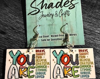 You Are Brave Kind Earrings, Teacher Gift