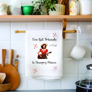 Friends In Hungry Places Tea Towel, Hand Towel, Christmas Gift, Fun Gift, Music Gift, Kitchen Towel