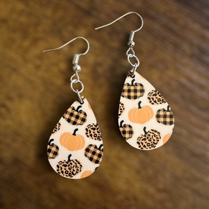 Plaid Pumpkin Fall Earrings, Earrings for Fall, Fun Fall Earrings, Pumpkin Lovers Jewelry