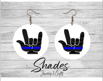 Thin Blue Line Earrings - Police Support Jewelry