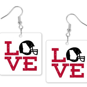 Love Georgia Earrings, Georgia Bulldogs Earrings, Georgia Bulldogs Football
