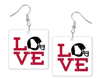 Georgia Bulldogs Earrings, Football Helmet, Team Spirit