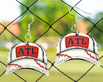 Personalized Baseball Hat Earrings, Softball Mom Jewelry