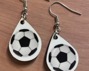 Soccer Ball Small Teardrop Earrings, Soccer balls, sports earrings, mom jewelry