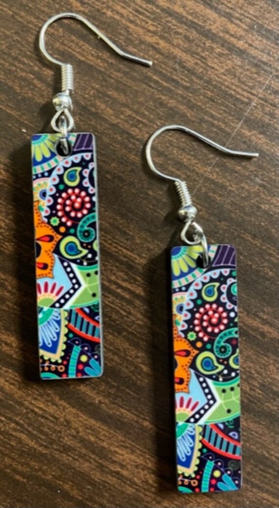 Wild Blue Long Dangle Earrings multi color earrings fun earrings bright jewelry