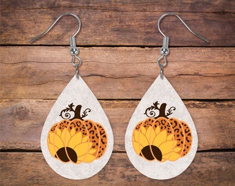 Fall Earrings, Sunflower Pumpkin Design