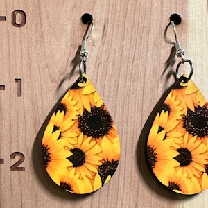 Sunny Sunflowers Earrings, Sunflower earrings, yellow earrings