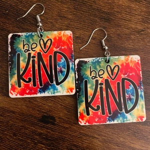 Be Kind Colorful Earrings, Kindness earings, kindness jewelry, Be Kind, Kindness wins