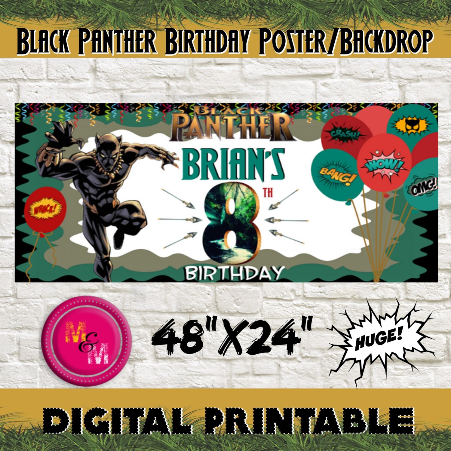 Personalized Black Panther BirthdayParty Printable Poster | Etsy