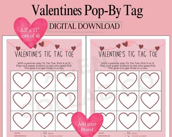 February Tic Tac Toe Game for Open Houses | Realtor Pop-By Printable | Valentine’s Day Real Estate Marketing | 8.5x11 Canva template