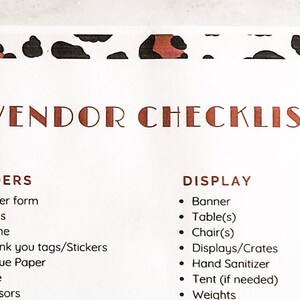 Craft Show Checklist Trade Show Checklist Vendor List - Etsy