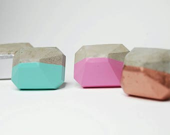 Concrete Cabinet Knob in the shape of a Rectangular Diamond. Natural or choose colour