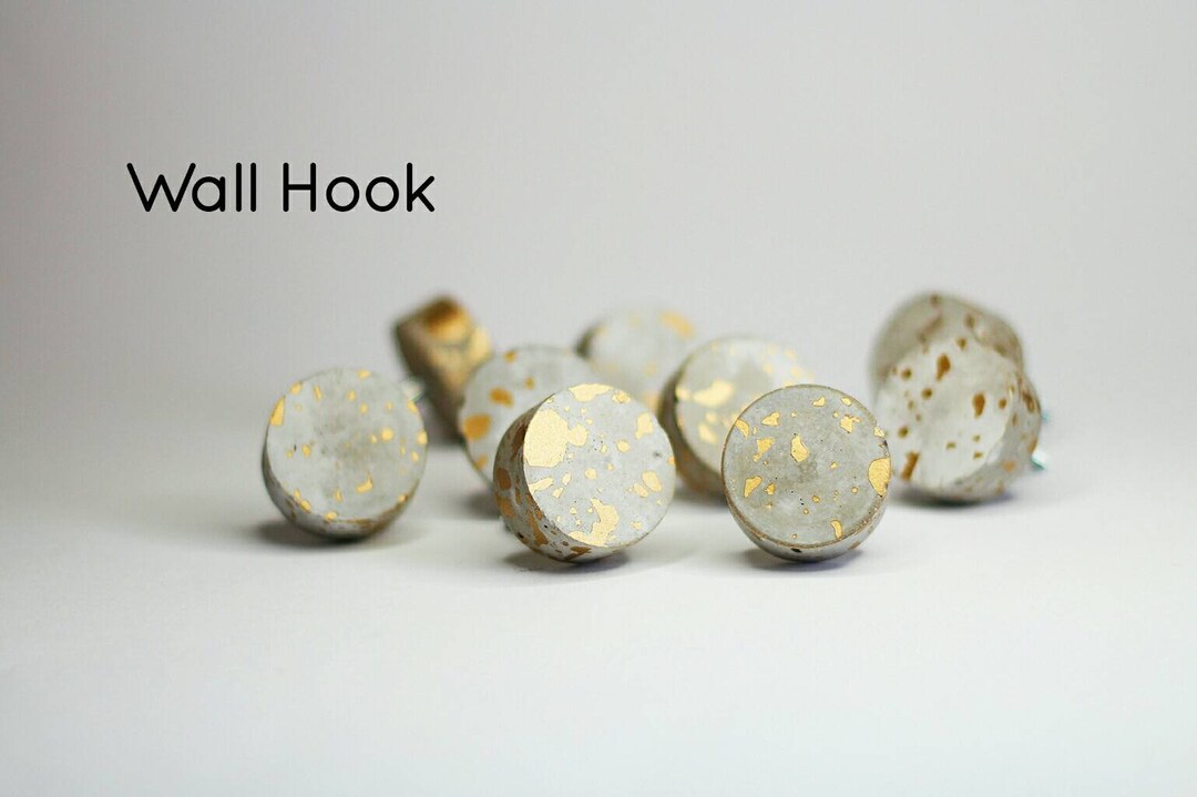 Concrete and Gold Wall Hook Gold Hooks Duck Egg Gold Wall Hooks Rose Gold Hooks Rose Gold Wall