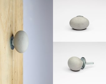Oval Cabinet Knob | Concrete Cabinet Knob | Drawer Pull | Dresser Knob | Small Cabinet Knob | Scandi | Modern Cabinet Knob | Ovoid Pull