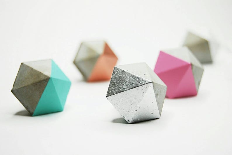 Concrete Small Diamond Cabinet Knob or Wall Hook Natural or choose colour image 1