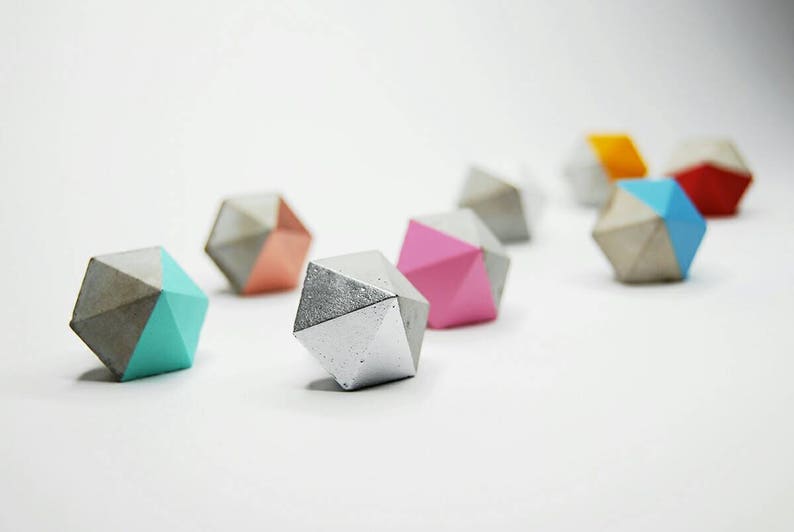 Concrete Small Diamond Cabinet Knob or Wall Hook Natural or choose colour image 2