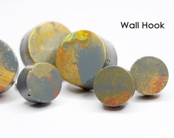 Rusty Slate Effect Round Wall Hook in 3 sizes | Faux Slate Wall Hook | Verdigris | Patina Effect | Gemstone Effect Hook | Rustic Towel Hook