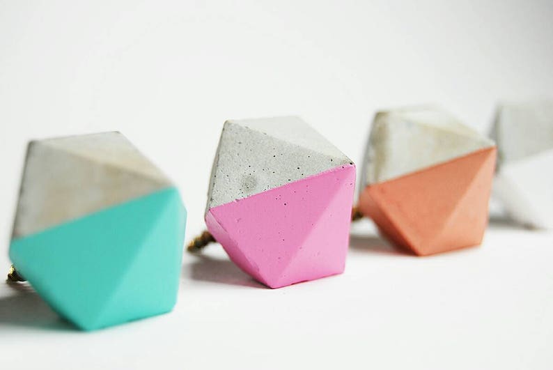 Concrete Small Diamond Cabinet Knob or Wall Hook Natural or choose colour image 6