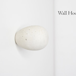 Large Ovoid Concrete Wall Hook | White Concrete | Wall Hook | Coat Hook | Coat Hanger | Cement Hook| Egg-Shape Knob | Oval | Coat Peg