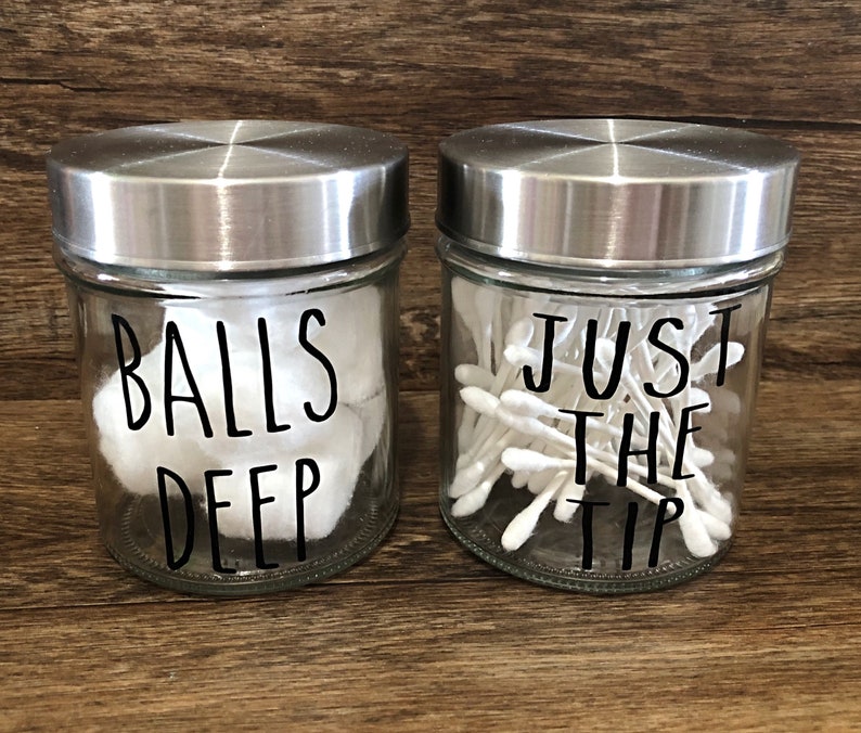 Qtips and cotton balls storagebathroom storagejarsbath Etsy