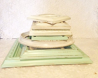 collage frames-frames-white frames-mint frames-green frames-wall art frames-shabby chic frames-cottage chic frames-vintage frames-framing